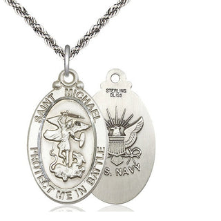 Sterling Silver Saint Michael Navy Medal Catholic Jewelry