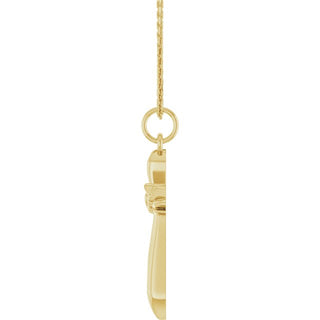 14K Yellow Angel Wings Heart Cross 18" Necklace