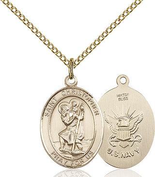 14kt Gold Filled Saint Michael Navy Medal Religious Jewelry