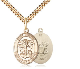 14kt Gold Filled Saint Michael Navy Medal Religious Jewelry