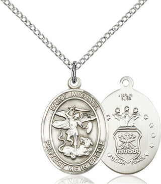 Sterling Silver Saint Michael Air Force Medal Religious Jewelry