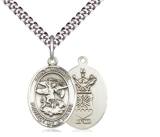 Sterling Silver Saint Michael Air Force Medal Religious Jewelry