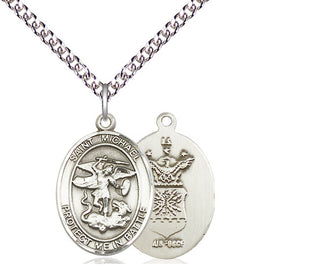 Sterling Silver Saint Michael Air Force Medal Religious Jewelry