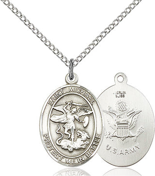 Sterling Silver Saint Michael Army Medal Religious Jewelry