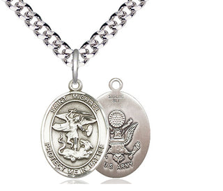 Sterling Silver Saint Michael Army Medal Religious Jewelry