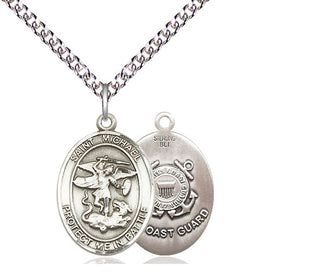 Sterling Silver Saint Michael Coast Guard Medal Religious Jewelry