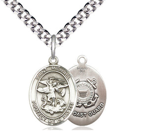 Sterling Silver Saint Michael Coast Guard Medal Religious Jewelry