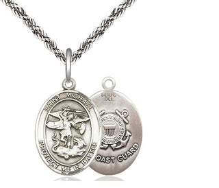 Sterling Silver Saint Michael Coast Guard Medal Religious Jewelry