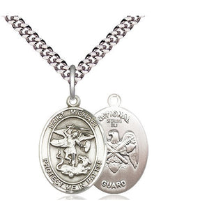 Sterling Silver Saint Michael National Guard Medal Religious Jewelry