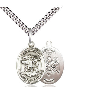 Sterling Silver Saint Michael National Guard Medal Religious Jewelry
