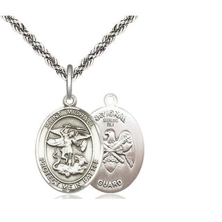Sterling Silver Saint Michael National Guard Medal Religious Jewelry