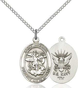 Sterling Silver Saint Michael Navy Medal Religious Jewelry