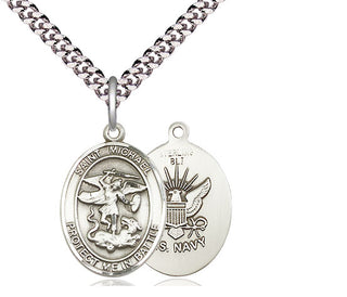 Sterling Silver Saint Michael Navy Medal Religious Jewelry