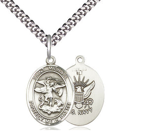 Sterling Silver Saint Michael Navy Medal Religious Jewelry