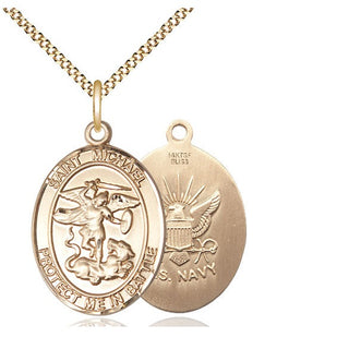 14kt Gold Filled Saint Michael Navy Medal Catholic Jewelry