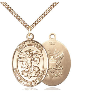 14kt Gold Filled Saint Michael Navy Medal Catholic Jewelry