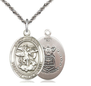 Sterling Silver Saint Michael Air Force Medal Catholic Jewelry