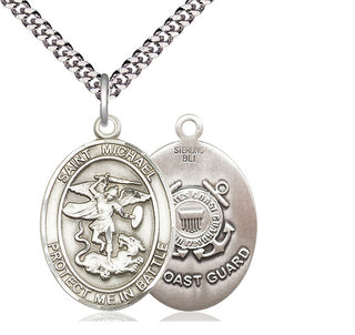 Sterling Silver Saint Michael Coast Guard Medal Catholic Jewelry