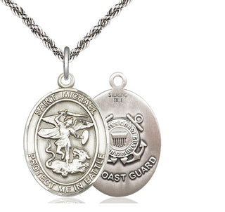 Sterling Silver Saint Michael Coast Guard Medal Catholic Jewelry