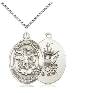 Sterling Silver Saint Michael Navy Medal Catholic Jewelry
