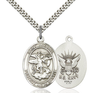Sterling Silver Saint Michael Navy Medal Catholic Jewelry