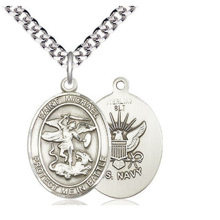 Sterling Silver Saint Michael Navy Medal Catholic Jewelry