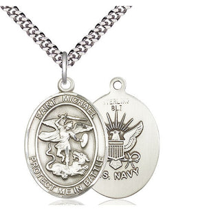 Sterling Silver Saint Michael Navy Medal Catholic Jewelry