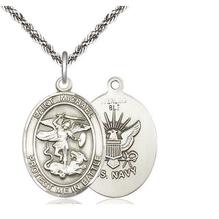 Sterling Silver Saint Michael Navy Medal Catholic Jewelry