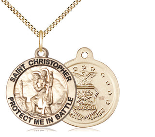 14kt Gold Filled Saint Christopher Air Force Medal Catholic Jewelry