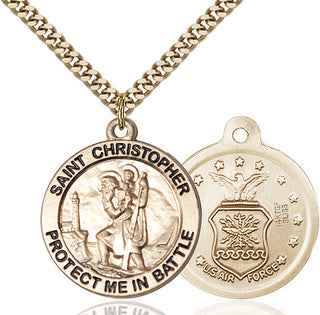 14kt Gold Filled Saint Christopher Air Force Medal Catholic Jewelry