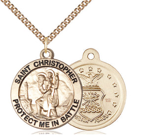 14kt Gold Filled Saint Christopher Air Force Medal Catholic Jewelry
