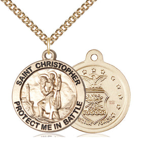 14kt Gold Filled Saint Christopher Air Force Medal | Large