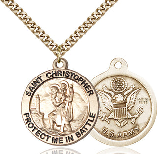 14kt Gold Filled Saint Christopher Army Medal Catholic Jewelry