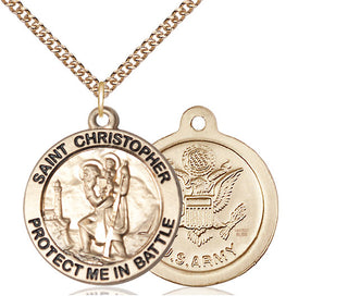 14kt Gold Filled Saint Christopher Army Medal Catholic Jewelry