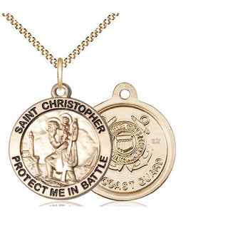 14kt Gold Filled Saint Christopher Coast Guard Medal Catholic Jewelry