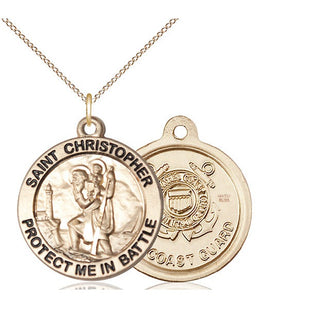 14kt Gold Filled Saint Christopher Coast Guard Medal Catholic Jewelry
