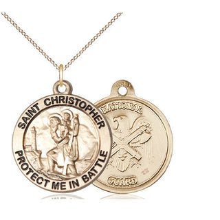 14kt Gold Filled Saint Christopher National Guard Medal Catholic Jewelry