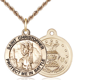 14kt Gold Saint Christopher Air Force Medal
