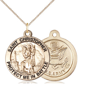 14kt Gold Saint Christopher Army Medal
