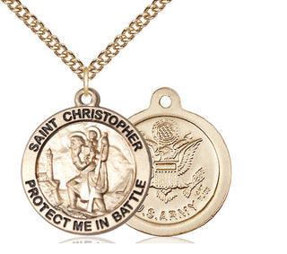 14kt Gold Saint Christopher Army Medal