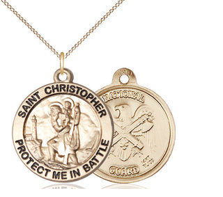 14kt Gold Saint Christopher National Guard Medal