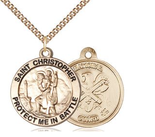 14kt Gold Saint Christopher National Guard Medal