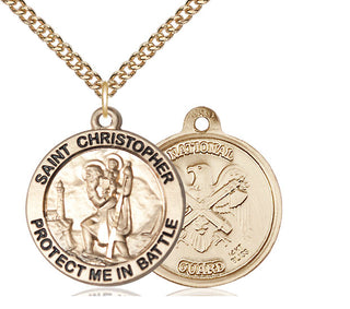 14kt Gold Saint Christopher National Guard Medal