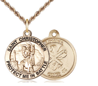 14kt Gold Saint Christopher National Guard Medal