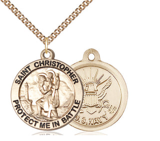 14kt Gold Saint Christopher Navy Medal