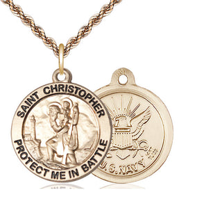14kt Gold Saint Christopher Navy Medal
