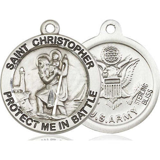 Sterling Silver Saint Christopher Army Medal Catholic Jewelry