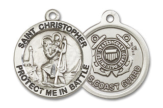 Sterling Silver Saint Christopher Coast Guard Medal Catholic Jewelry