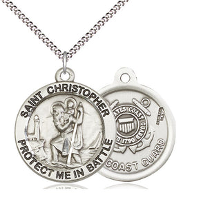 Sterling Silver Saint Christopher Coast Guard Medal Catholic Jewelry