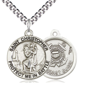 Sterling Silver Saint Christopher Coast Guard Medal Catholic Jewelry